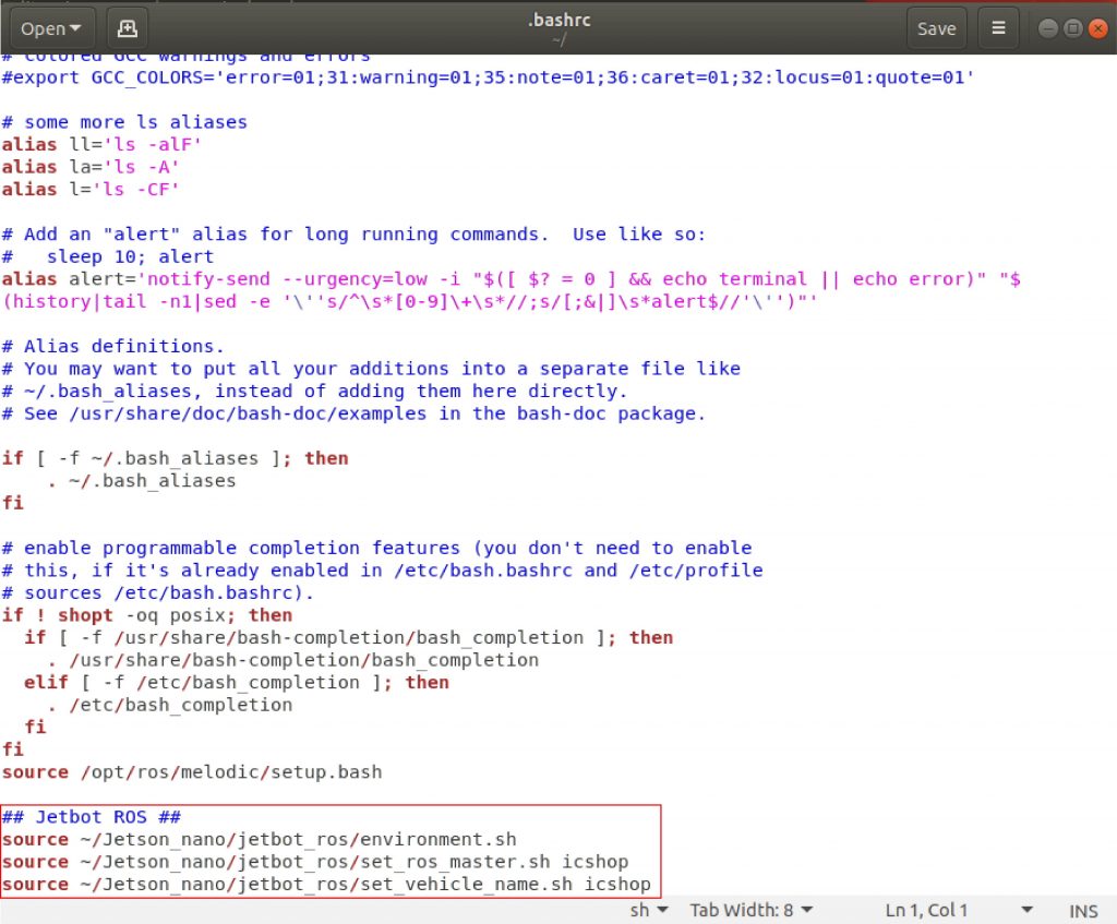 圖0-1 : 在 ~/.bashrc 檔案中,新增指令