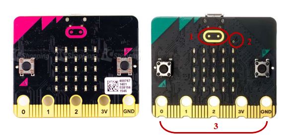 microbit v1.5 與 microbit v2 正面差異