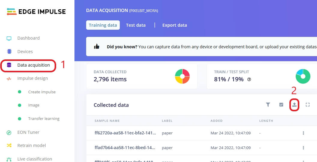 Pixel:Bit 教學(五)－Edge Impulse 影像辨識實作(上)：資料收集
